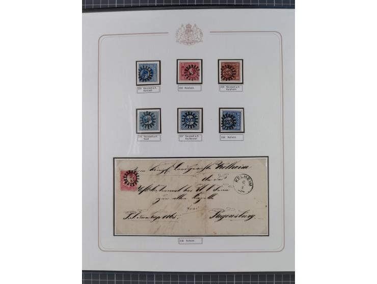 ABENSBERG bis ZWIESEL, 3-bändige Sammlung der geschlossenen Mühlradstempel mit weit über 600 Marken und Briefstücken und rund