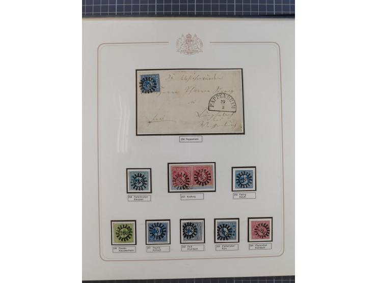 ABENSBERG bis ZWIESEL, 3-bändige Sammlung der geschlossenen Mühlradstempel mit weit über 600 Marken und Briefstücken und rund