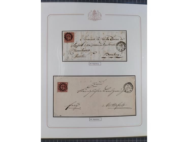 ABENSBERG bis ZWIESEL, 3-bändige Sammlung der geschlossenen Mühlradstempel mit weit über 600 Marken und Briefstücken und rund