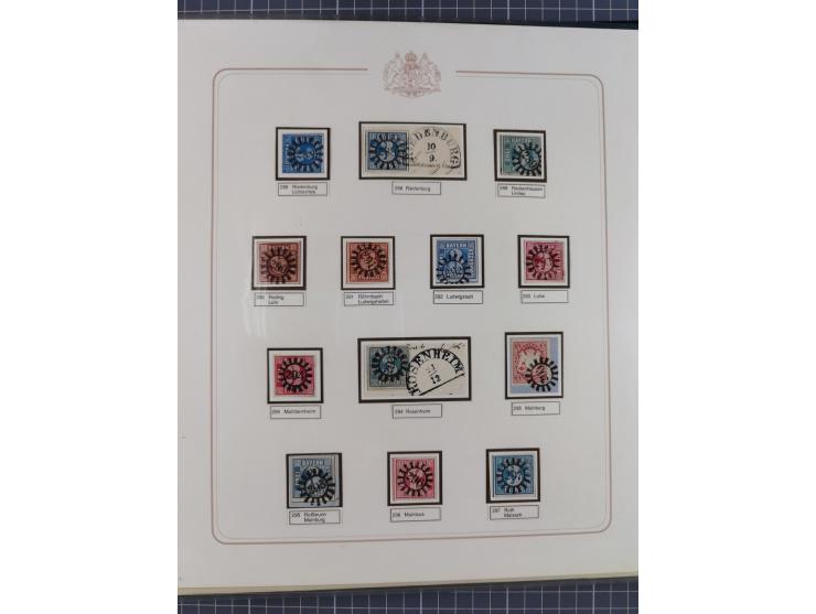 ABENSBERG bis ZWIESEL, 3-bändige Sammlung der geschlossenen Mühlradstempel mit weit über 600 Marken und Briefstücken und rund