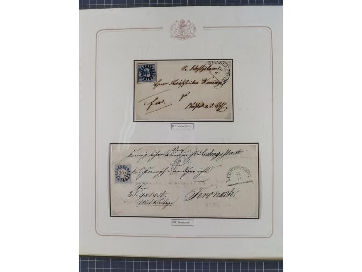 ABENSBERG bis ZWIESEL, 3-bändige Sammlung der geschlossenen Mühlradstempel mit weit über 600 Marken und Briefstücken und rund