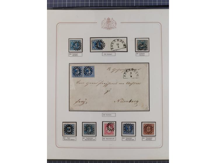 ABENSBERG bis ZWIESEL, 3-bändige Sammlung der geschlossenen Mühlradstempel mit weit über 600 Marken und Briefstücken und rund