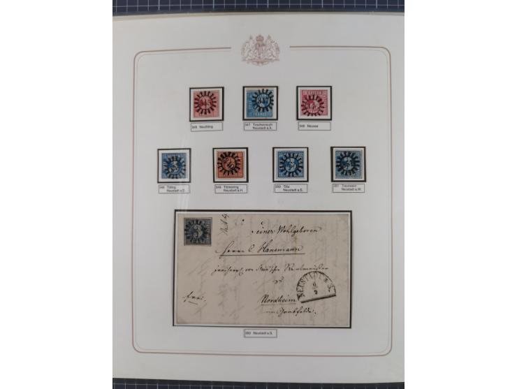 ABENSBERG bis ZWIESEL, 3-bändige Sammlung der geschlossenen Mühlradstempel mit weit über 600 Marken und Briefstücken und rund