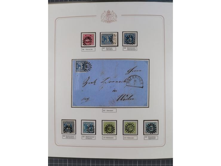 ABENSBERG bis ZWIESEL, 3-bändige Sammlung der geschlossenen Mühlradstempel mit weit über 600 Marken und Briefstücken und rund