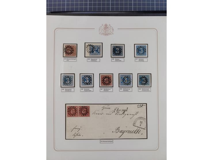 ABENSBERG bis ZWIESEL, 3-bändige Sammlung der geschlossenen Mühlradstempel mit weit über 600 Marken und Briefstücken und rund