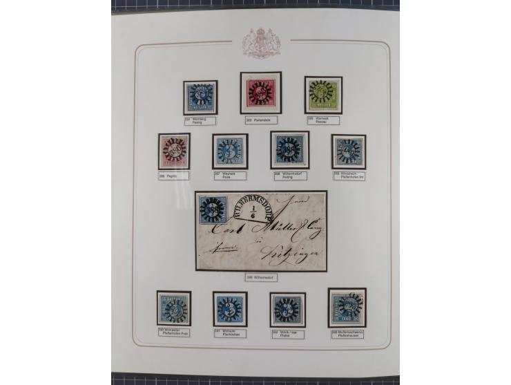 ABENSBERG bis ZWIESEL, 3-bändige Sammlung der geschlossenen Mühlradstempel mit weit über 600 Marken und Briefstücken und rund