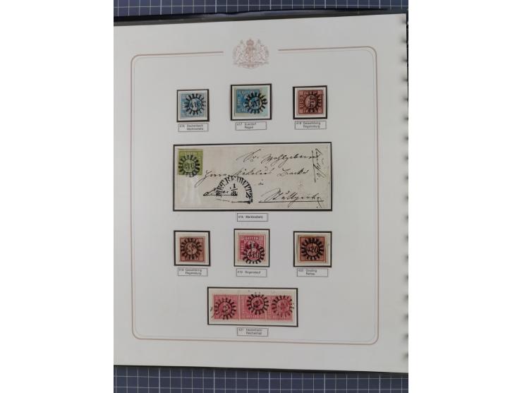 ABENSBERG bis ZWIESEL, 3-bändige Sammlung der geschlossenen Mühlradstempel mit weit über 600 Marken und Briefstücken und rund