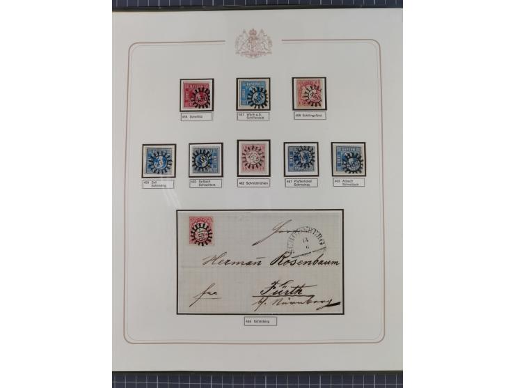 ABENSBERG bis ZWIESEL, 3-bändige Sammlung der geschlossenen Mühlradstempel mit weit über 600 Marken und Briefstücken und rund