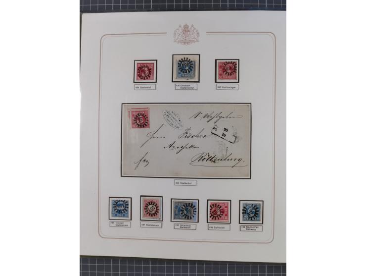 ABENSBERG bis ZWIESEL, 3-bändige Sammlung der geschlossenen Mühlradstempel mit weit über 600 Marken und Briefstücken und rund