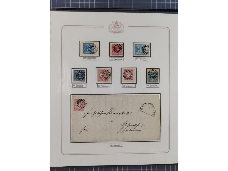 ABENSBERG bis ZWIESEL, 3-bändige Sammlung der geschlossenen Mühlradstempel mit weit über 600 Marken und Briefstücken und rund