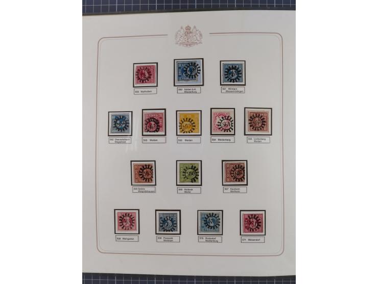 ABENSBERG bis ZWIESEL, 3-bändige Sammlung der geschlossenen Mühlradstempel mit weit über 600 Marken und Briefstücken und rund