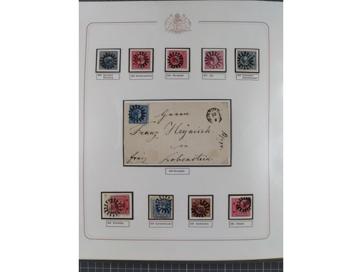 ABENSBERG bis ZWIESEL, 3-bändige Sammlung der geschlossenen Mühlradstempel mit weit über 600 Marken und Briefstücken und rund