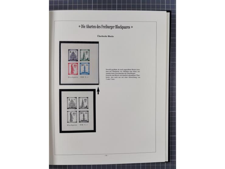 1949, postfrische Partie “Abarten des Freiburger Blockpaares”, dabei Blocks Mi.-Nr. 1A (12) und 1B (15) sowie ein gefälligkei