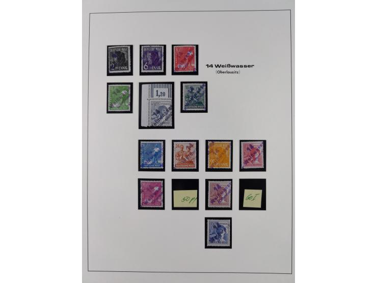 1948, Bezirkshandstempel, 2-bändige Sammlung mit hunderten von Einzelwerten und vielen Einheiten, postfrisch und wenig ungebr