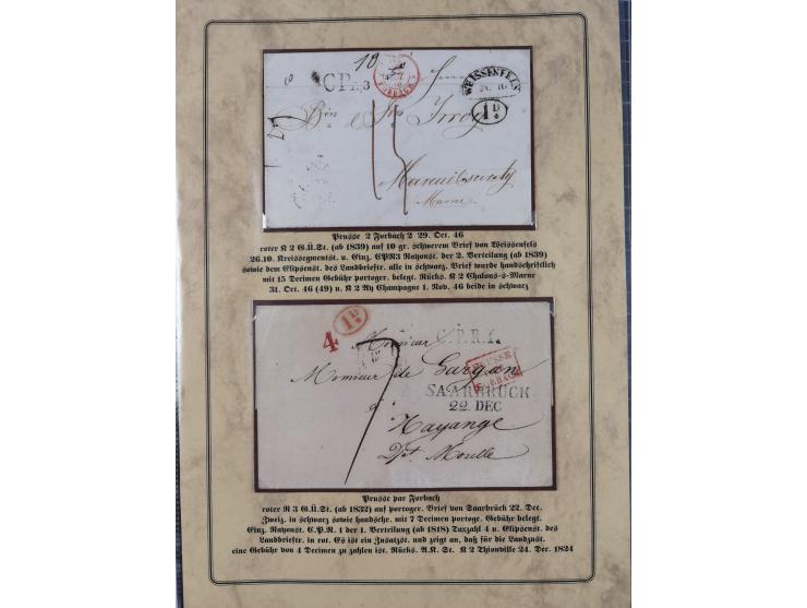 1762/1870 (ca.), DER GRENZÜBERGANG FORBACH/SAARBRÜCKEN, Ausstellungssammlung mit rund 230 Belegen, dabei Briefe aus bzw. nach