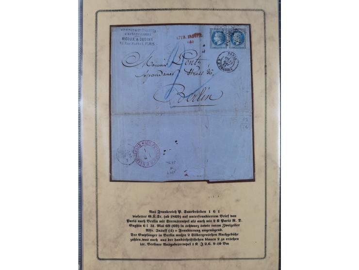 1762/1870 (ca.), DER GRENZÜBERGANG FORBACH/SAARBRÜCKEN, Ausstellungssammlung mit rund 230 Belegen, dabei Briefe aus bzw. nach