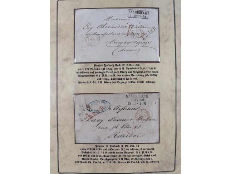 1762/1870 (ca.), DER GRENZÜBERGANG FORBACH/SAARBRÜCKEN, Ausstellungssammlung mit rund 230 Belegen, dabei Briefe aus bzw. nach