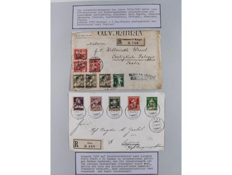 1897/1945, Zuschlags- und Wohltätigkeitsausgaben, interessante Sammlun, dabei Schweiz I-III und 117 FDC, USA Columbus-Satz (t