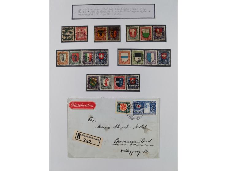 1897/1945, Zuschlags- und Wohltätigkeitsausgaben, interessante Sammlun, dabei Schweiz I-III und 117 FDC, USA Columbus-Satz (t