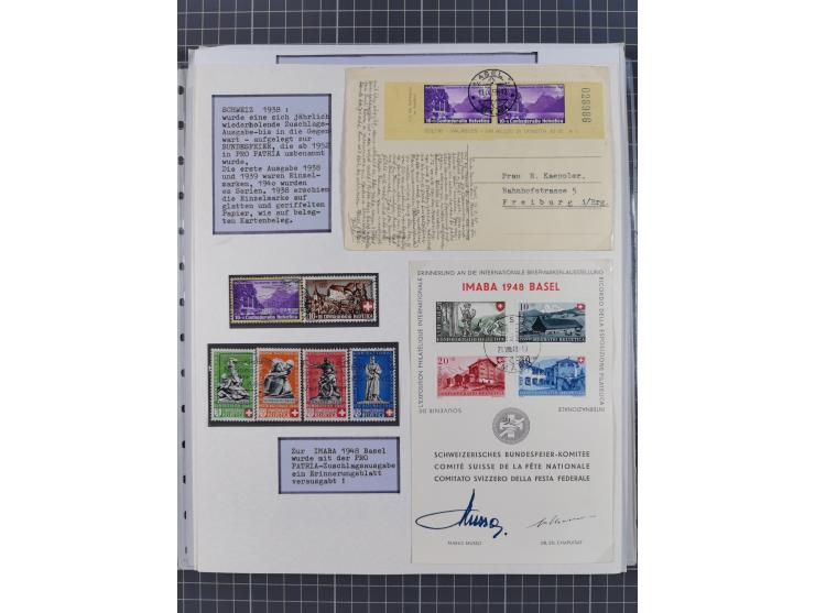 1897/1945, Zuschlags- und Wohltätigkeitsausgaben, interessante Sammlun, dabei Schweiz I-III und 117 FDC, USA Columbus-Satz (t