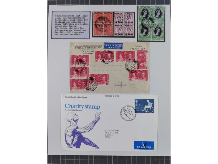 1897/1945, Zuschlags- und Wohltätigkeitsausgaben, interessante Sammlun, dabei Schweiz I-III und 117 FDC, USA Columbus-Satz (t