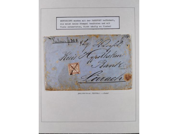 1851/71, interessante Sammlung 'Besonderheiten', dabei handschriftliche Entwertungen, doppelt und blanko abgeschlagene Nummer