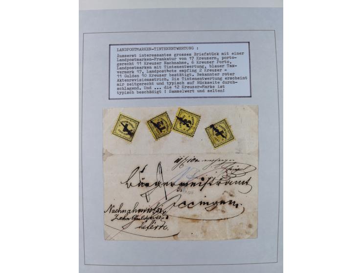 1851/71, interessante Sammlung 'Besonderheiten', dabei handschriftliche Entwertungen, doppelt und blanko abgeschlagene Nummer