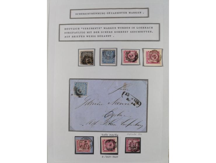 1851/71, interessante Sammlung 'Besonderheiten', dabei handschriftliche Entwertungen, doppelt und blanko abgeschlagene Nummer