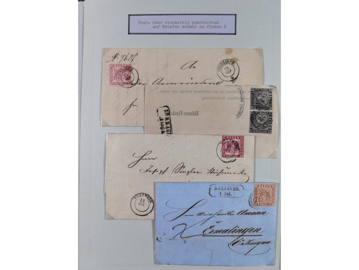 1851/71, interessante Sammlung 'Besonderheiten', dabei handschriftliche Entwertungen, doppelt und blanko abgeschlagene Nummer