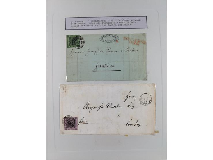 1851/71, interessante Sammlung 'Besonderheiten', dabei handschriftliche Entwertungen, doppelt und blanko abgeschlagene Nummer