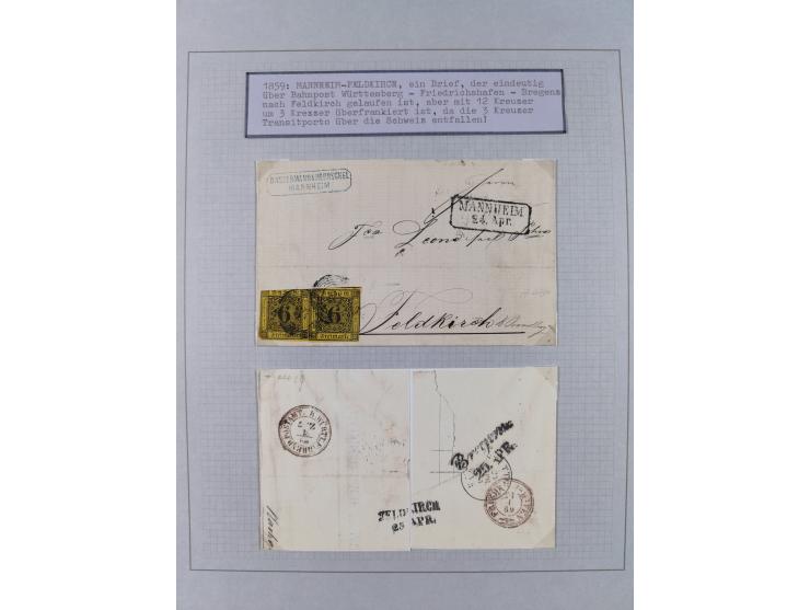 1851/71, interessante Sammlung 'Besonderheiten', dabei handschriftliche Entwertungen, doppelt und blanko abgeschlagene Nummer