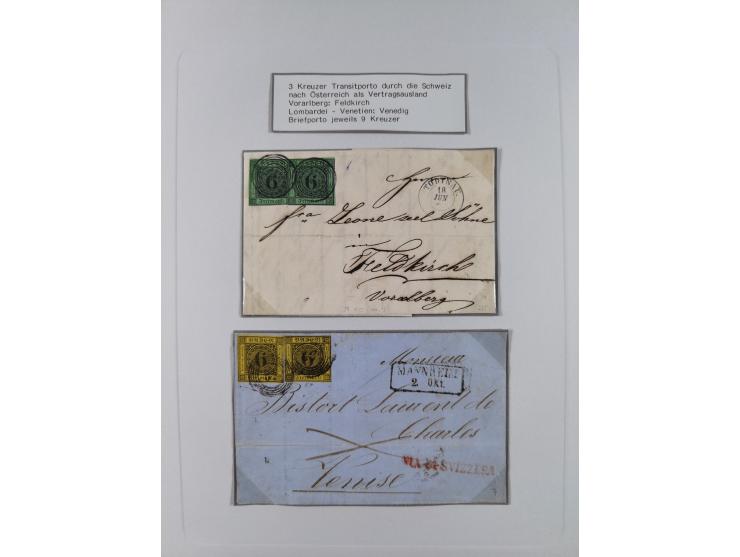 1851/71, interessante Sammlung 'Besonderheiten', dabei handschriftliche Entwertungen, doppelt und blanko abgeschlagene Nummer