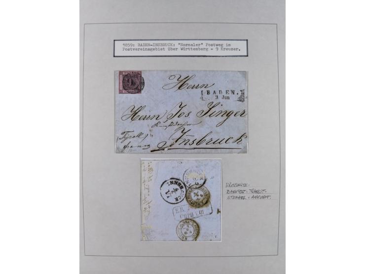 1851/71, interessante Sammlung 'Besonderheiten', dabei handschriftliche Entwertungen, doppelt und blanko abgeschlagene Nummer