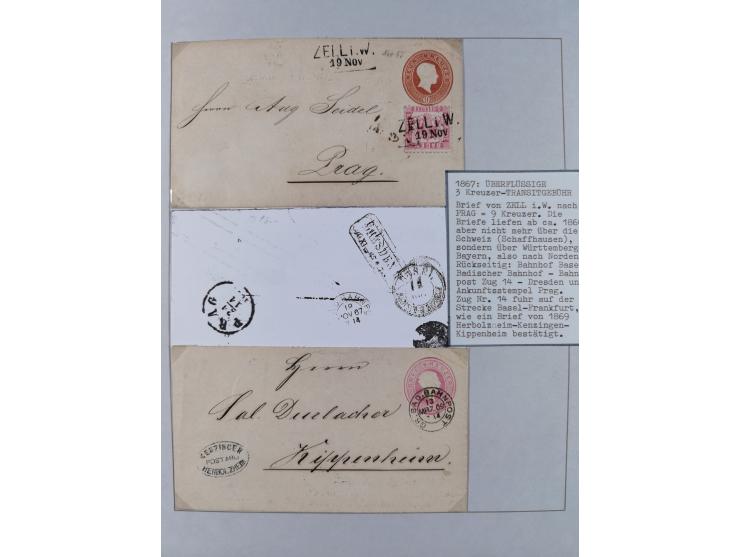 1851/71, interessante Sammlung 'Besonderheiten', dabei handschriftliche Entwertungen, doppelt und blanko abgeschlagene Nummer