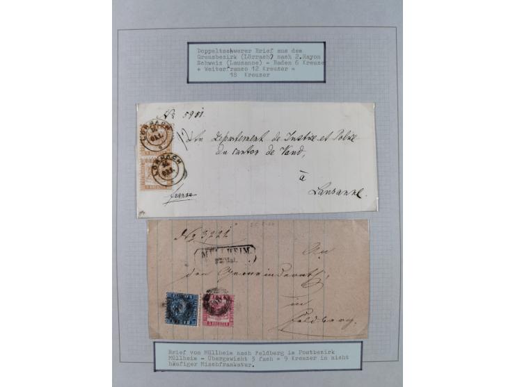 1851/71, interessante Sammlung 'Besonderheiten', dabei handschriftliche Entwertungen, doppelt und blanko abgeschlagene Nummer