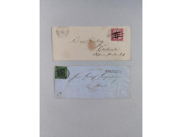 1851/71, interessante Sammlung 'Besonderheiten', dabei handschriftliche Entwertungen, doppelt und blanko abgeschlagene Nummer