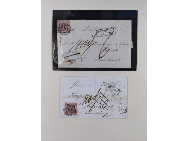 1851/71, interessante Sammlung 'Besonderheiten', dabei handschriftliche Entwertungen, doppelt und blanko abgeschlagene Nummer