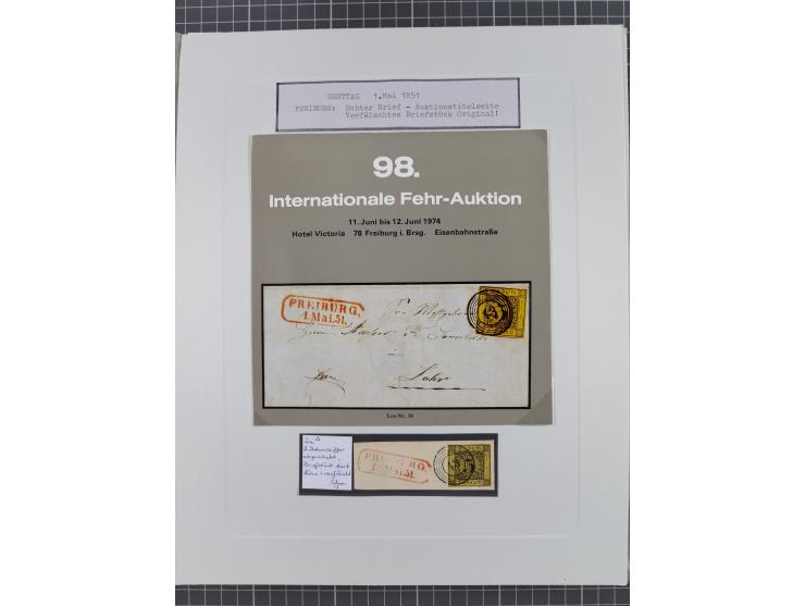 1851, 'Der Ausgabe-Monat der Badischen Briefmarken', interessante Sammlung mit über 60 Belegen einschließlich einiger spätere