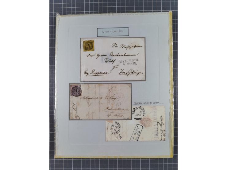 1851, 'Der Ausgabe-Monat der Badischen Briefmarken', interessante Sammlung mit über 60 Belegen einschließlich einiger spätere