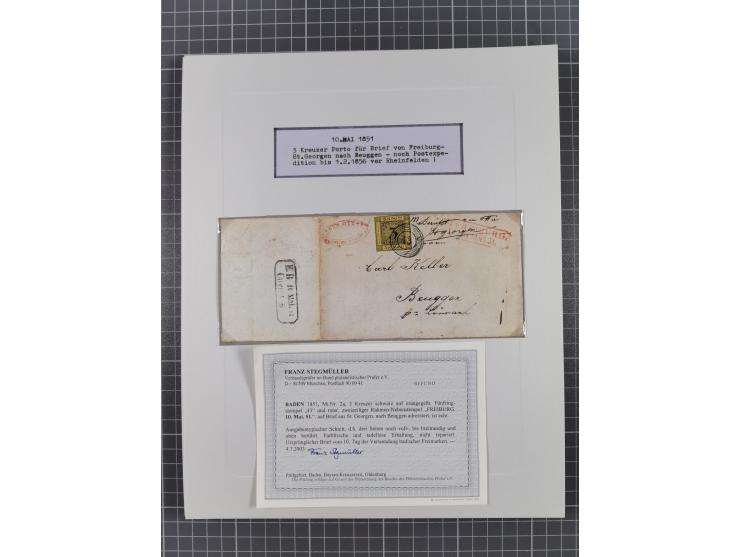 1851, 'Der Ausgabe-Monat der Badischen Briefmarken', interessante Sammlung mit über 60 Belegen einschließlich einiger spätere