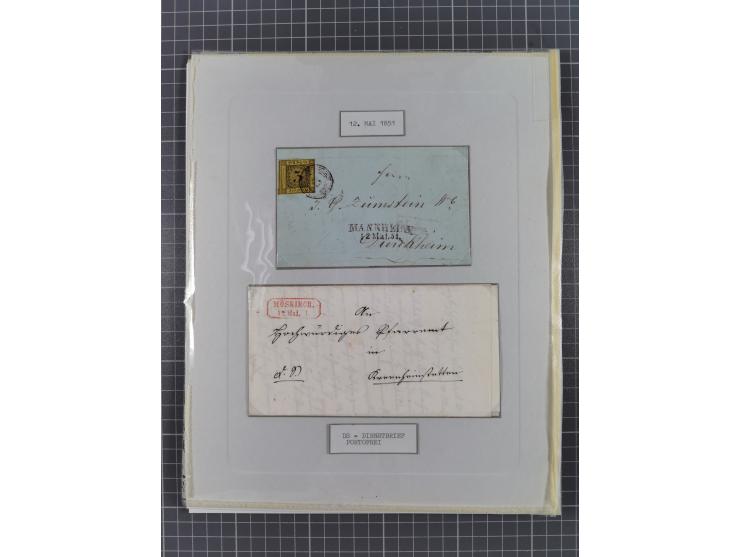 1851, 'Der Ausgabe-Monat der Badischen Briefmarken', interessante Sammlung mit über 60 Belegen einschließlich einiger spätere