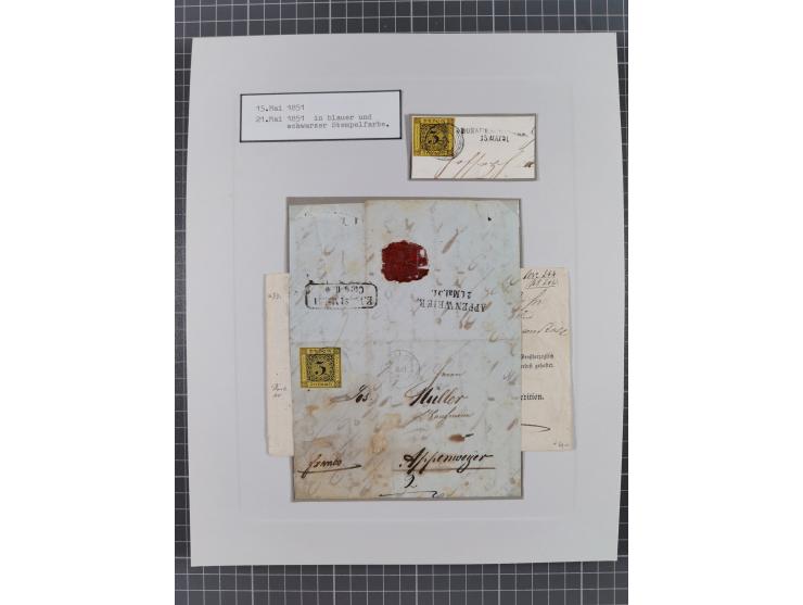 1851, 'Der Ausgabe-Monat der Badischen Briefmarken', interessante Sammlung mit über 60 Belegen einschließlich einiger spätere