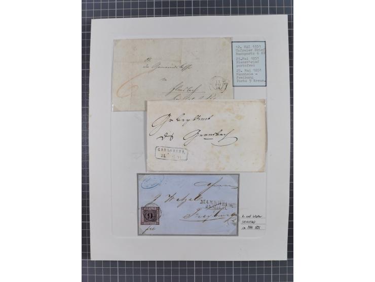 1851, 'Der Ausgabe-Monat der Badischen Briefmarken', interessante Sammlung mit über 60 Belegen einschließlich einiger spätere
