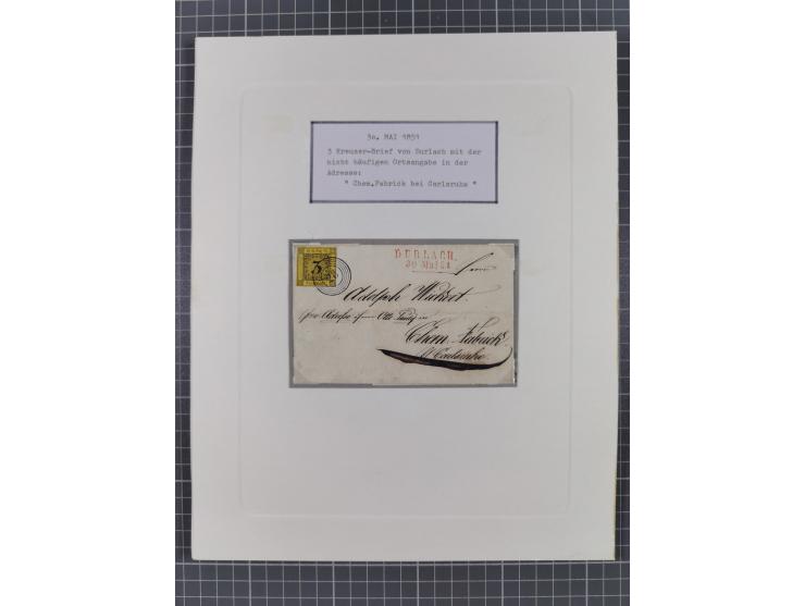 1851, 'Der Ausgabe-Monat der Badischen Briefmarken', interessante Sammlung mit über 60 Belegen einschließlich einiger spätere