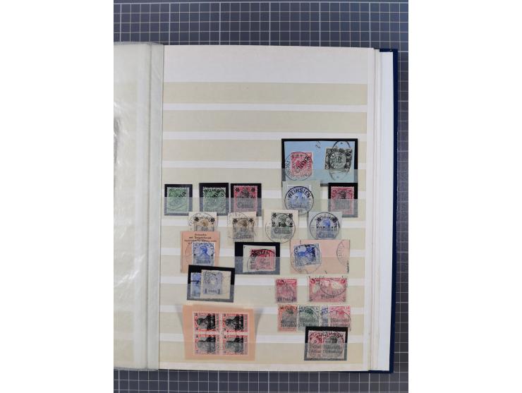 1880/1940 (ca.), interessante Partie in 6 Steckbüchern, dabei u.a. Kolonien sowie schöner Teil Infla mit vielen guten signier