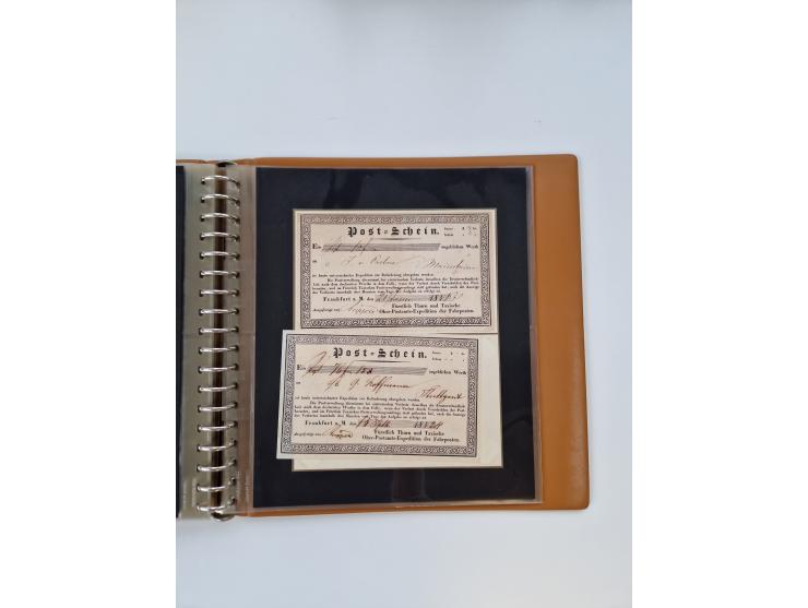 1750/1900 (ca.), Frankfurt am Main, reichhaltiger Sammlungsbestand mit rund 450 Belegen, dabei viele Postscheine der Brief- u