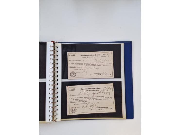 1750/1900 (ca.), Frankfurt am Main, reichhaltiger Sammlungsbestand mit rund 450 Belegen, dabei viele Postscheine der Brief- u