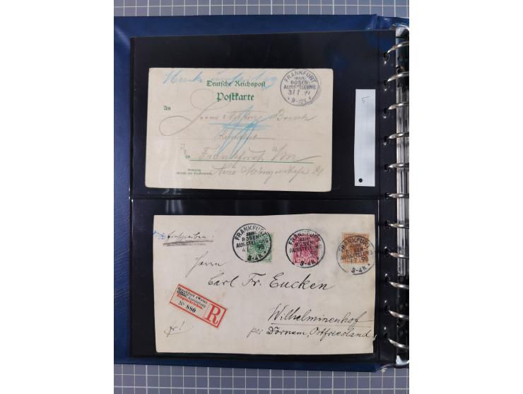 1887/1911, Sonderstempel von Frankfurt/Main, für diesen Zeitraum komplette Sammlung, bis auf ein Briefstück alles auf 39 Ganz