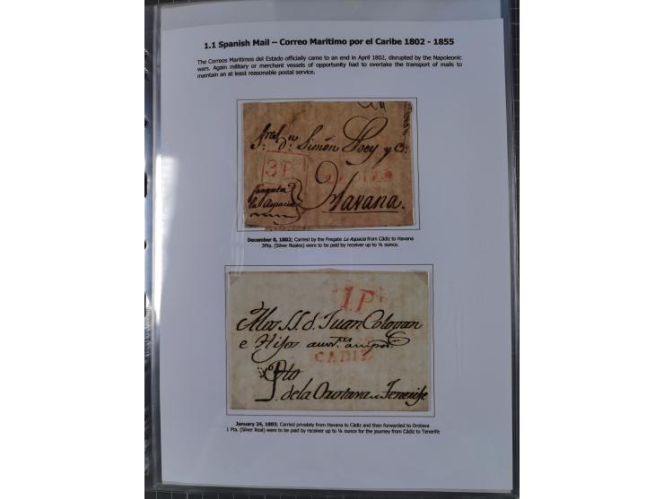 1770/1880 (ca.) Mail across the North Atlantic from-, to and via Cuba, exhibition collection with around 100 letters/letter s