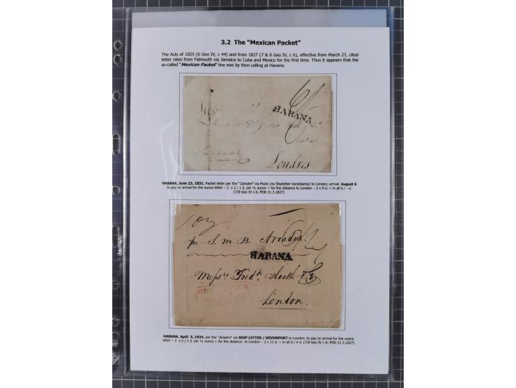1770/1880 (ca.) Mail across the North Atlantic from-, to and via Cuba, exhibition collection with around 100 letters/letter s